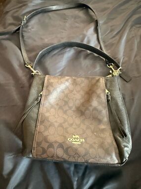 Coach Brown Signature Canvas and Leather Shoulder Bag